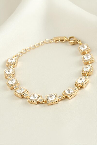 ZERO LAND 1614448749 سوار فاخر من الفولاذ مرصع بحجر الزركون المربع من شوبينغ ...