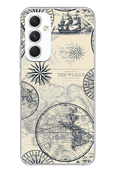 TechTree حافظة سيليكون متوافقة مع هاتف سامسونج جالاكسي A54 تحمل خريطة العالم ...