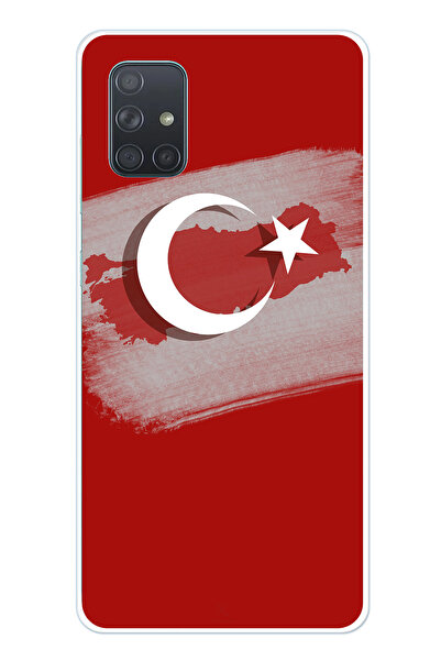 TechTree جراب سيليكون متوافق مع هاتف Samsung Galaxy A71 مزود بخريطة تركيا وعلم تركي مفصل مطبوع