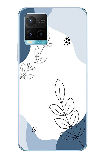 TechTree حافظة سيليكون متوافقة مع Vivo Y21S/Y33S/Y32 بأشكال هادئة زرقاء وخطوط...