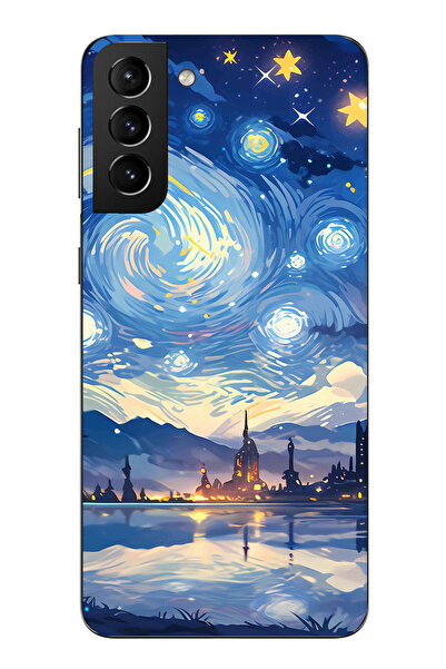 TechTree حافظة سيليكون متوافقة مع هاتف سامسونج جالاكسي S21 بلس، تصميم السماء ...