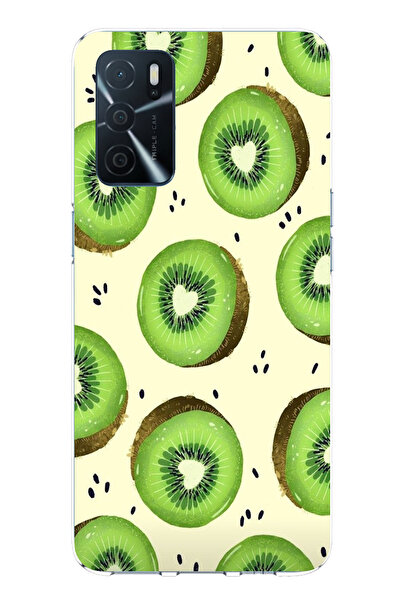 TechTree حافظة سيليكون متوافقة مع هاتف اوبو A16 على شكل شرائح الكيوي الأخضر و...