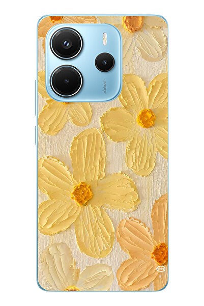 TechTree حافظة سيليكون متوافقة مع هاتف Redmi Note 14 4G بلون أصفر ديزي مطبوع