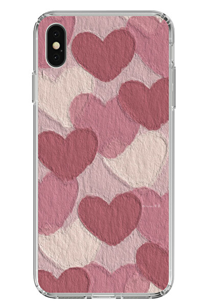 TechTree حافظة سيليكون مطبوع متوافقة مع هاتف iPhone X-XS باللون الوردي الباست...