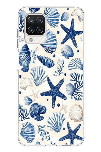 TechTree حافظة سيليكون مطبوع متوافقة مع هاتف سامسونج جالاكسي A12-M12 بنمط صدف...