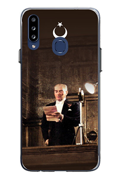 TechTree حافظة سيليكون متوافقة مع هاتف سامسونج جالاكسي A20S من أتاتورك إيرست ميكليس باتش مطبوع