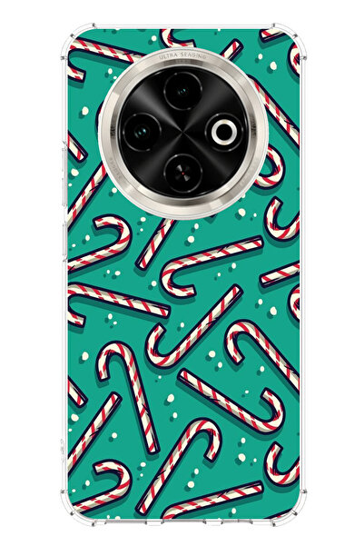 TechTree حافظة سيليكون مطبوع متوافقة مع هاتف Tecno Spark 30C مع عصا حلوى روح ...