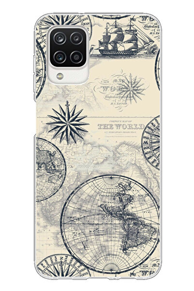 TechTree حافظة سيليكون متوافقة مع هاتف سامسونج جالاكسي A12-M12 تحمل خريطة الع...