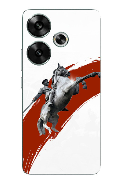 TechTree حافظة سيليكون متوافقة مع POCO F6 بتصميم حصان منتفخ وتفاصيل أتاتورك م...