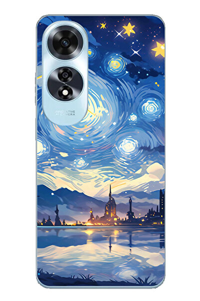 TechTree حافظة سيليكون متوافقة مع هاتف اوبو A60 بتصميم السماء المرصعة بالنجوم...