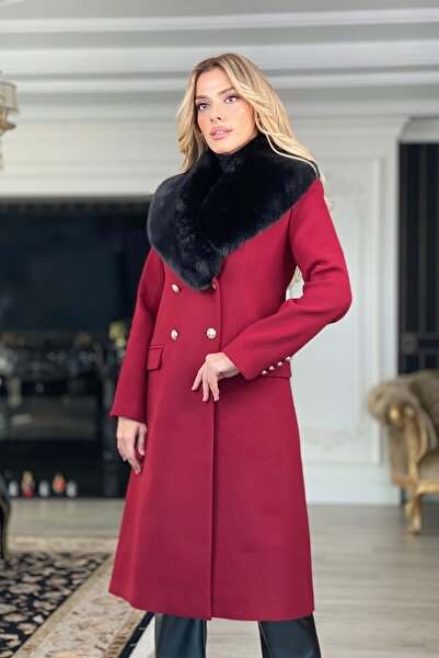 Rain and River Maxi length coat with fur detail blazer