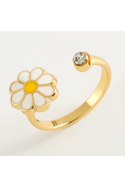 ZERO LAND Mtxdpn Daisy Enamel Stone Joint Ring 1 (175025) Piece-Silver Color