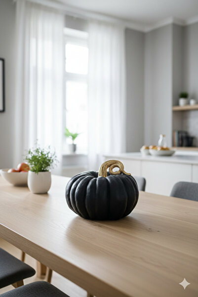 Dekoromi Dekoratif Kabak Biblo Büyük Boy (30 X 23CM) Siyah Ev Salon Mutfak Ma...