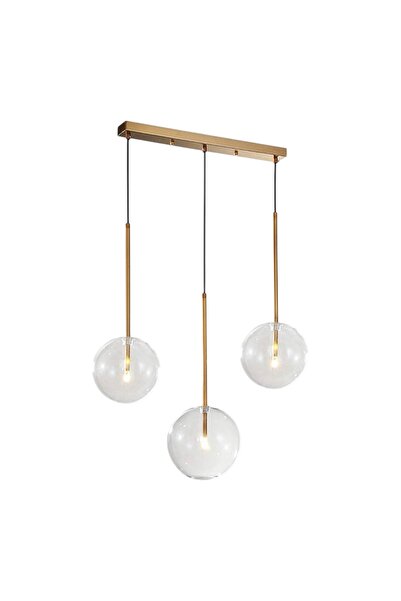 Cristalin Aydınlatma Balon Cam Eskitme 3'lü Sarkıt Avize