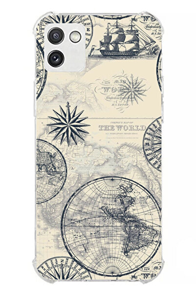 TechTree حافظة سيليكون متوافقة مع هاتف سامسونج جالاكسي A03 تحمل خريطة العالم ...