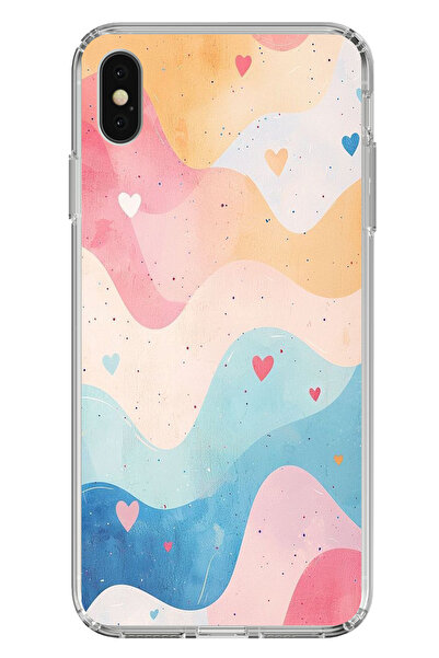 TechTree حافظة سيليكون متوافقة مع هاتف iPhone X-XS ذات ألوان باستيل ومموجة وق...