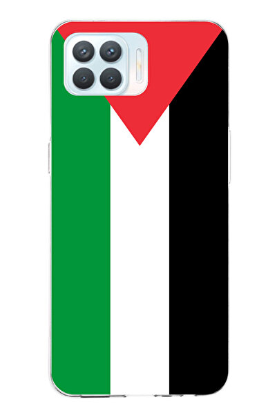 TechTree حافظة سيليكون متوافقة مع علم فلسطين مطبوع لهاتف OPPO Reno 4 Lite