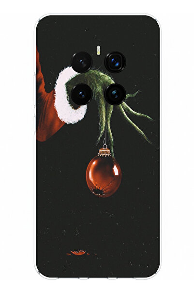TechTree Honor Magic 7 Pro Compatible Grinch Green Hand and Red Christmas Ball Printed Silicone Case