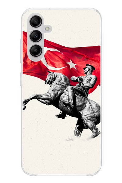 TechTree حافظة سيليكون متوافقة مع هاتف سامسونج جالاكسي A14 تفصيلية لأتاتورك م...