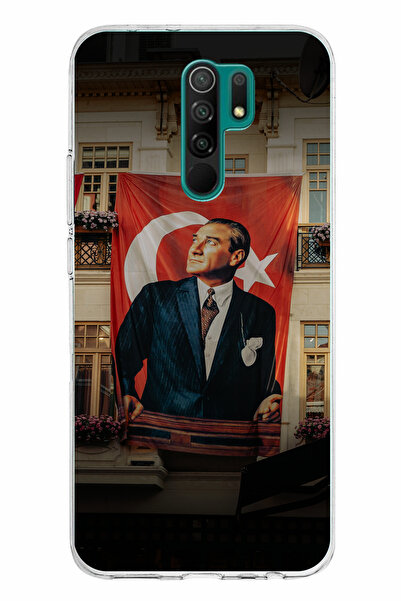 TechTree حافظة سيليكون متوافقة مع هاتف Redmi 9 بتفاصيل علم أتاتورك مطبوع