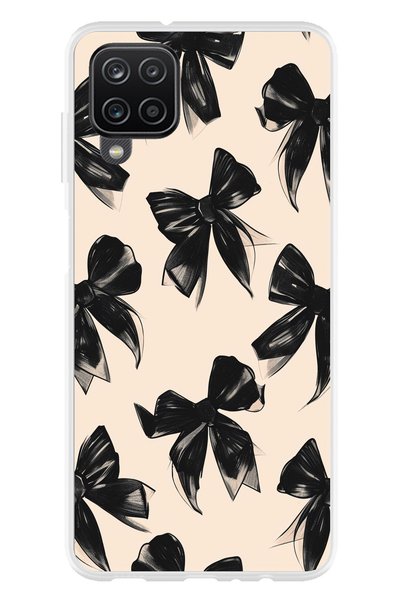 TechTree Samsung Galaxy A22-M22-M32 Compatible Black Bow Ribbon Printed Silic...