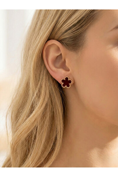 Candy Nuveria Kadife Çiçek Mineli Altın Kaplama Çiçek Küpe