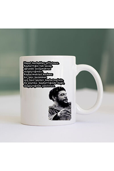 HD POSTER Hayat Korkakları Affetmez Yazılı Che Guevara Söz Temalı Baskılı Kup...