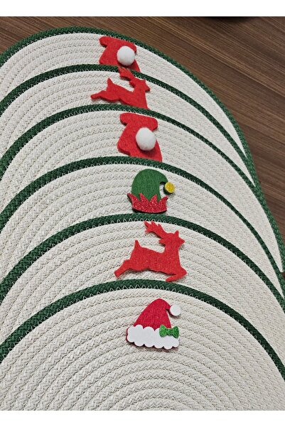 Patiska Tasarım 6 Pieces Christmas Themed Handmade Straw Doilies – Red Deer, ...