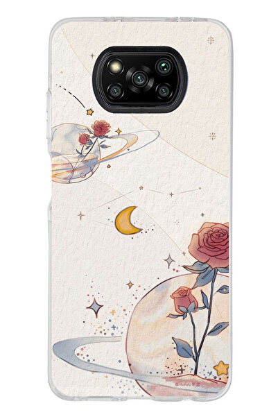 TechTree حافظة سيليكون مطبوعة عليها كوكب ونجمة ووردة متوافقة مع Poco X3-X3 PR...