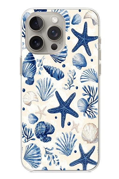 TechTree حافظة سيليكون مطبوع متوافقة مع هاتف iPhone 15 PRO بنمط صدفة البحر ال...