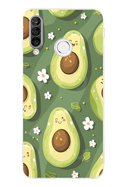 TechTree حافظة سيليكون متوافقة مع هاتف هواوي P30 لايت باللون الأخضر اللطيف وا...