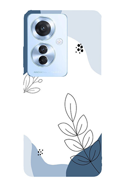 TechTree حافظة سيليكون متوافقة مع هاتف OPPO Reno 11F ذات أشكال هادئة زرقاء وخ...