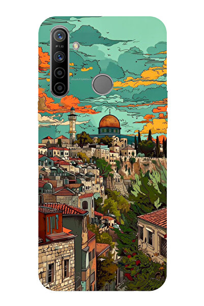 TechTree حافظة سيليكون متوافقة مع هاتف Realme 5i - 6i - C3 من فلسطين الحرة وقبة الصحراء مطبوع