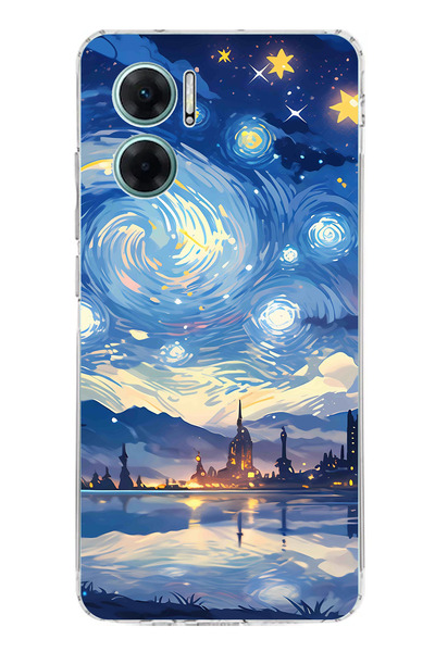 TechTree حافظة سيليكون متوافقة مع هاتف Redmi Note 11E بتصميم السماء المرصعة ب...