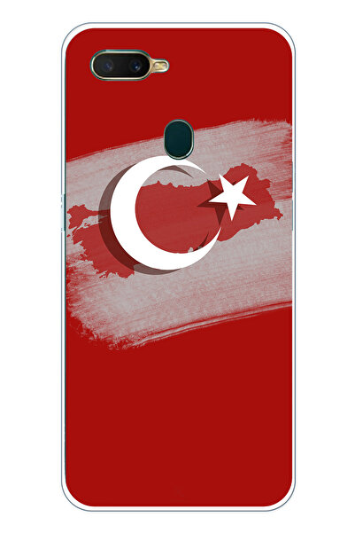 TechTree حافظة سيليكون متوافقة مع هاتف اوبو A5S-AX7-A12 مع خريطة تركيا وعلم ت...