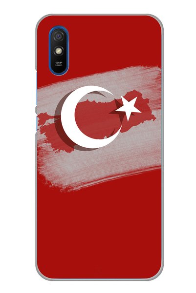 TechTree حافظة سيليكون متوافقة مع هاتف Redmi 9A مع خريطة تركيا وعلمها التفصيل...