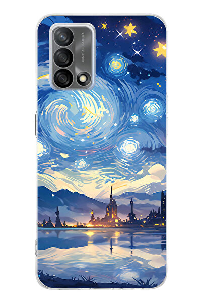 TechTree حافظة سيليكون متوافقة مع هاتف OPPO A74 بتصميم السماء المرصعة بالنجوم...