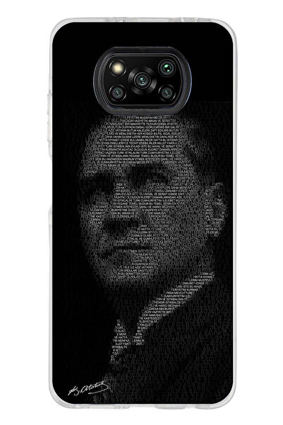 TechTree Poco X3-X3 PRO-NFC Uyumlu Gençliğe Hitabe Yazılı Atatürk Silüeti Baskılı Silikon Kılıf