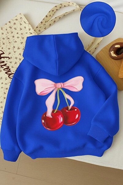 oneagılyazı 3-нишка джърси с черешова щампа, унисекс детска суитшърт с качулка