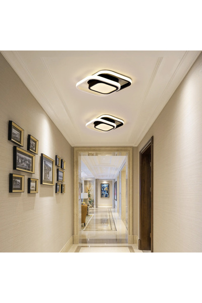 OEM Lampă de tavan LED 24W, design geometric, neagră, pentru living, dormitor, hol