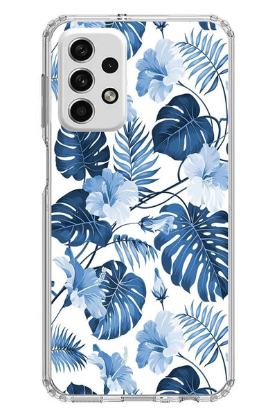 TechTree حافظة سيليكون مطبوع متوافقة مع هاتف سامسونج جالاكسي A73 بنمط أوراق ا...