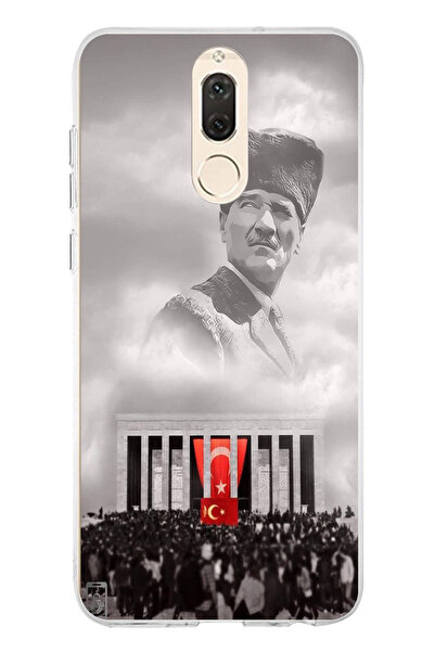 TechTree حافظة سيليكون متوافقة مع هاتف Huawei Mate 10 Lite على شكل غيوم مع غطاء أتاتورك مطبوع