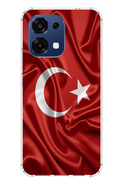 TechTree حافظة سيليكون متوافقة مع علم تركيا مطبوع لهاتف اوبو A6 برو