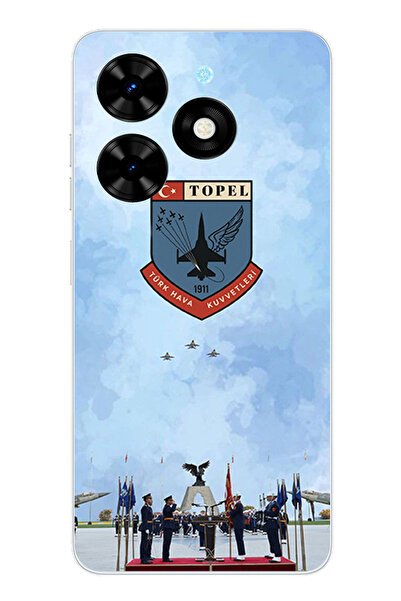 TechTree حافظة سيليكون متوافقة مع القوات الجوية التركية مطبوع لهاتف Tecno Spa...