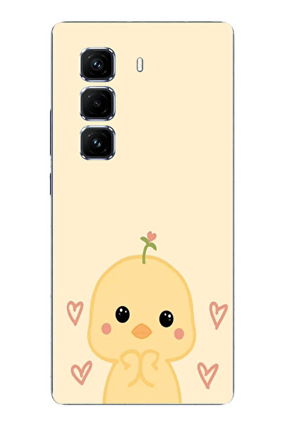 TechTree حافظة سيليكون مطبوع متوافقة مع هاتف Infinix Hot 50 PRO PLUS+ بنمط صيصان لطيف ونمط قلب