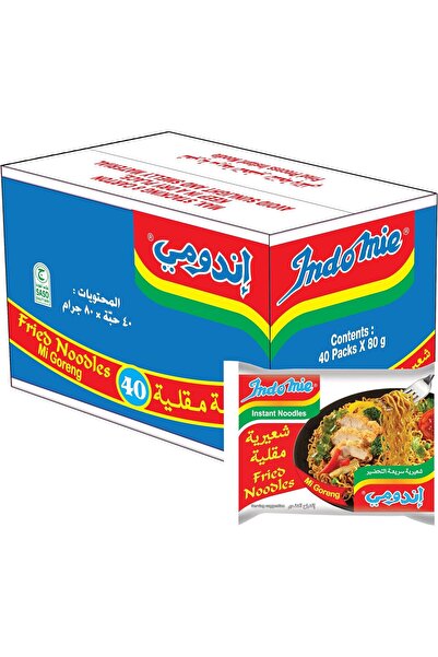 İndomie نودلز مقلية سريعة التحضير مع مسحوق التوابل والصلصة، بنكهة أصلية (عبوة من 40 كيس - 80 غرام)