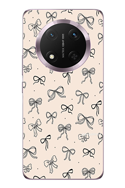 TechTree حافظة سيليكون متوافقة مع هاتف Honor Magic 7 Lite بنمط فيونكة سوداء ا...