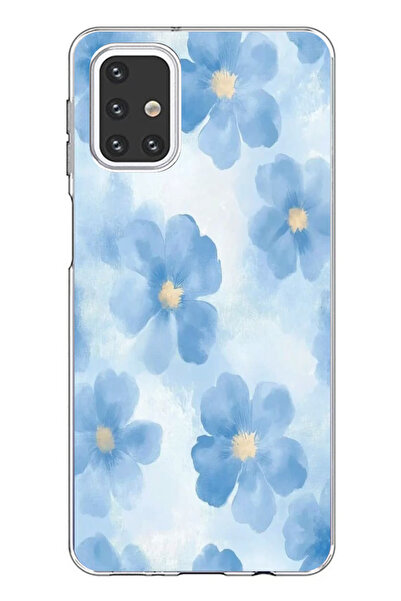 TechTree حافظة سيليكون متوافقة مع هاتف سامسونج جالاكسي M31s باللون الأزرق مطبوع