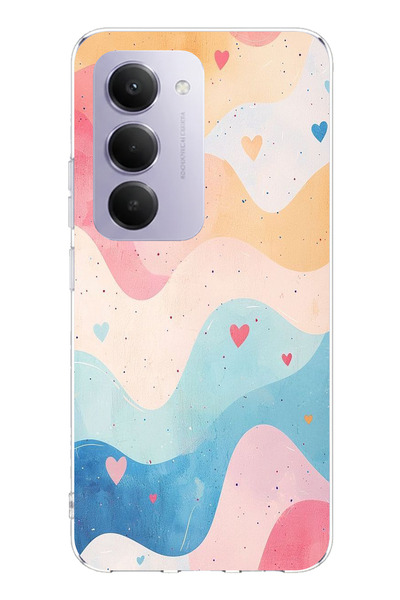 TechTree حافظة سيليكون متوافقة مع هاتف Redmi 15 4G بألوان باستيل ومموجة وقلب ...