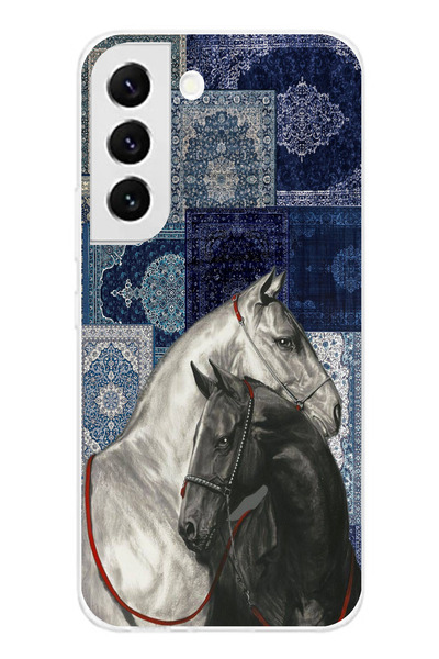 TechTree حافظة سيليكون متوافقة مع هاتف سامسونج جالاكسي S22 باللون الأزرق بنمط...